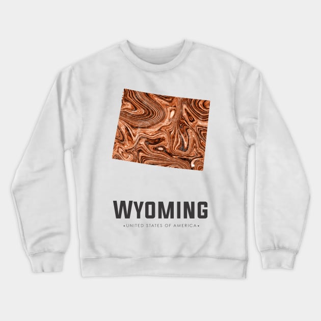 Wyoming state map abstract brown Crewneck Sweatshirt by StudioGrafiikka